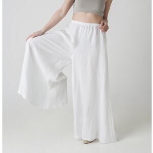 John P. 100% Linen Pull On High Waisted Palazzo Pants Women's Size XS White